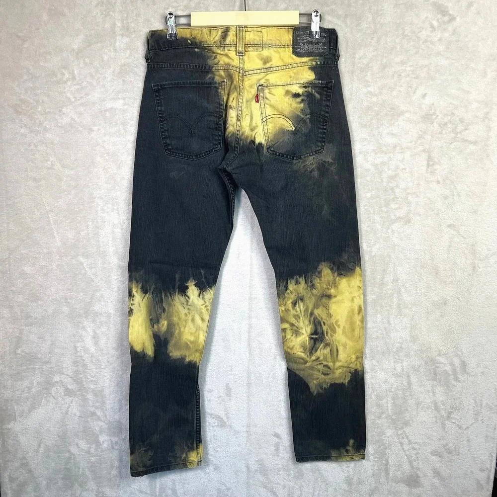 Levi's 511 Skinny Jeans W32 L30 Yellow Black Bleach Tie‎ Dye Grunge Punk Street
